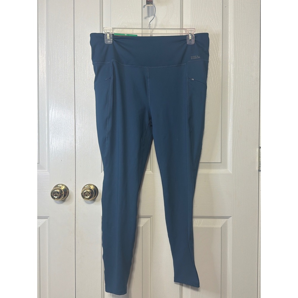 Eddie Bauer Women Trail Tight Blue Athletic Leggings Side Pockets XL 1732089
